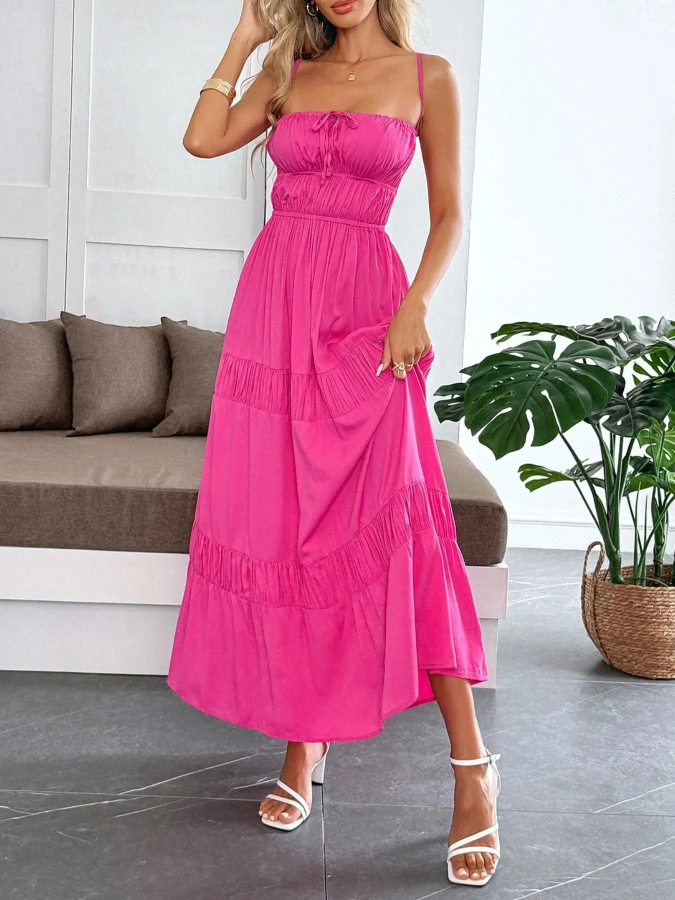 Tie Back Tiered Maxi Cami Dress sold by Charming Charlie product image thumbnail 5