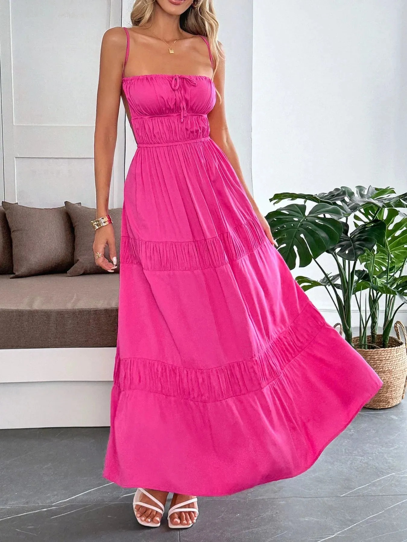 Tie Back Tiered Maxi Cami Dress sold by Charming Charlie product image thumbnail 3