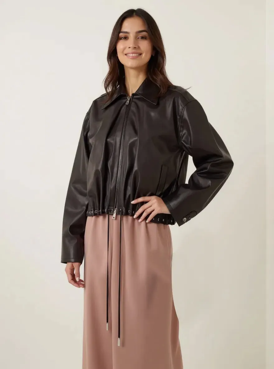 Drawstring Hem Zip Up Jacket sold by Charming Charlie