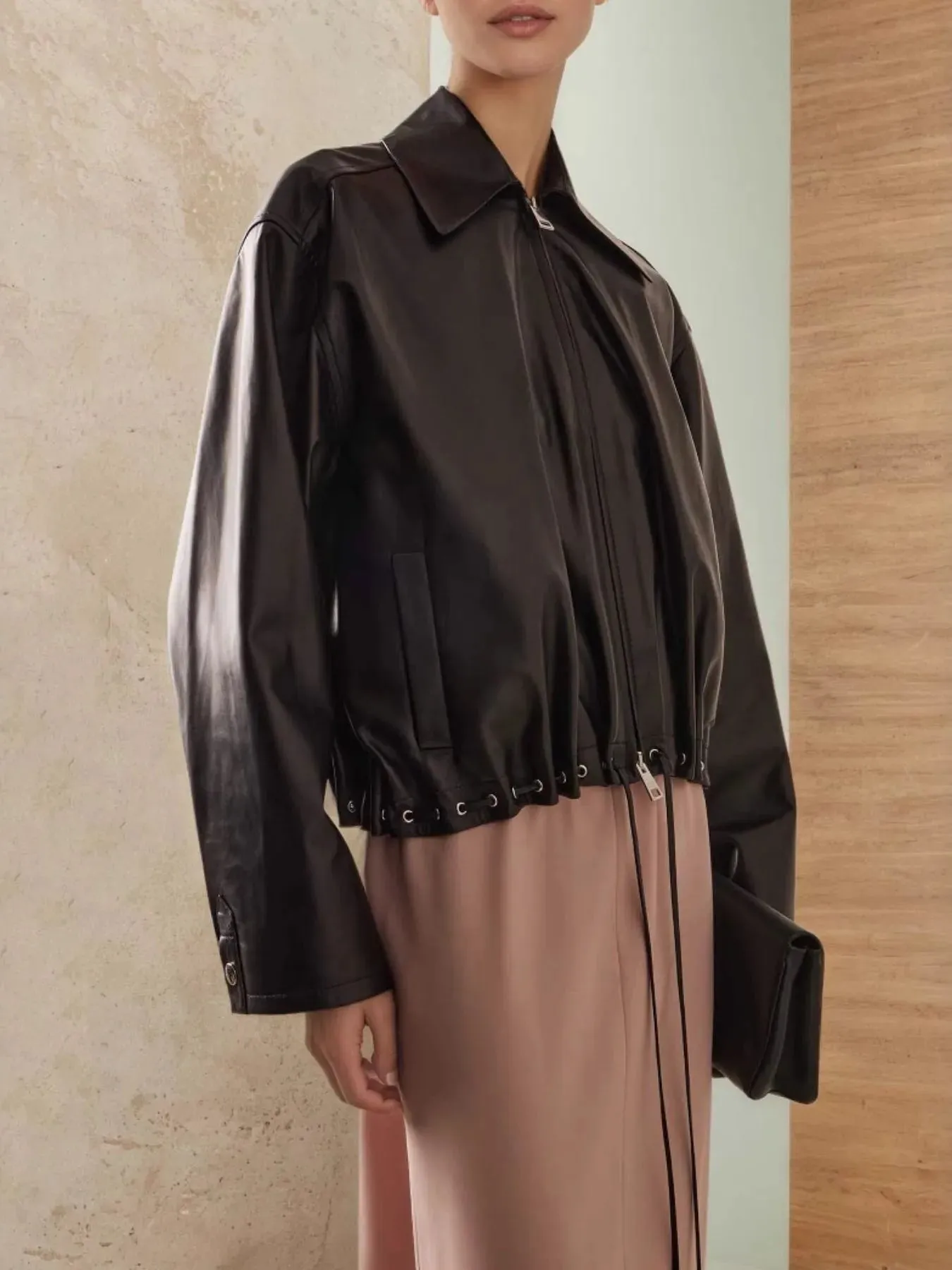 Drawstring Hem Zip Up Jacket sold by Charming Charlie product image thumbnail 4