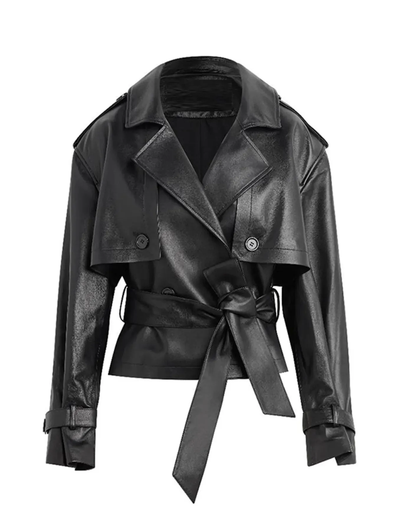 Leather Belted Trench Jacket sold by Charming Charlie product image thumbnail 4