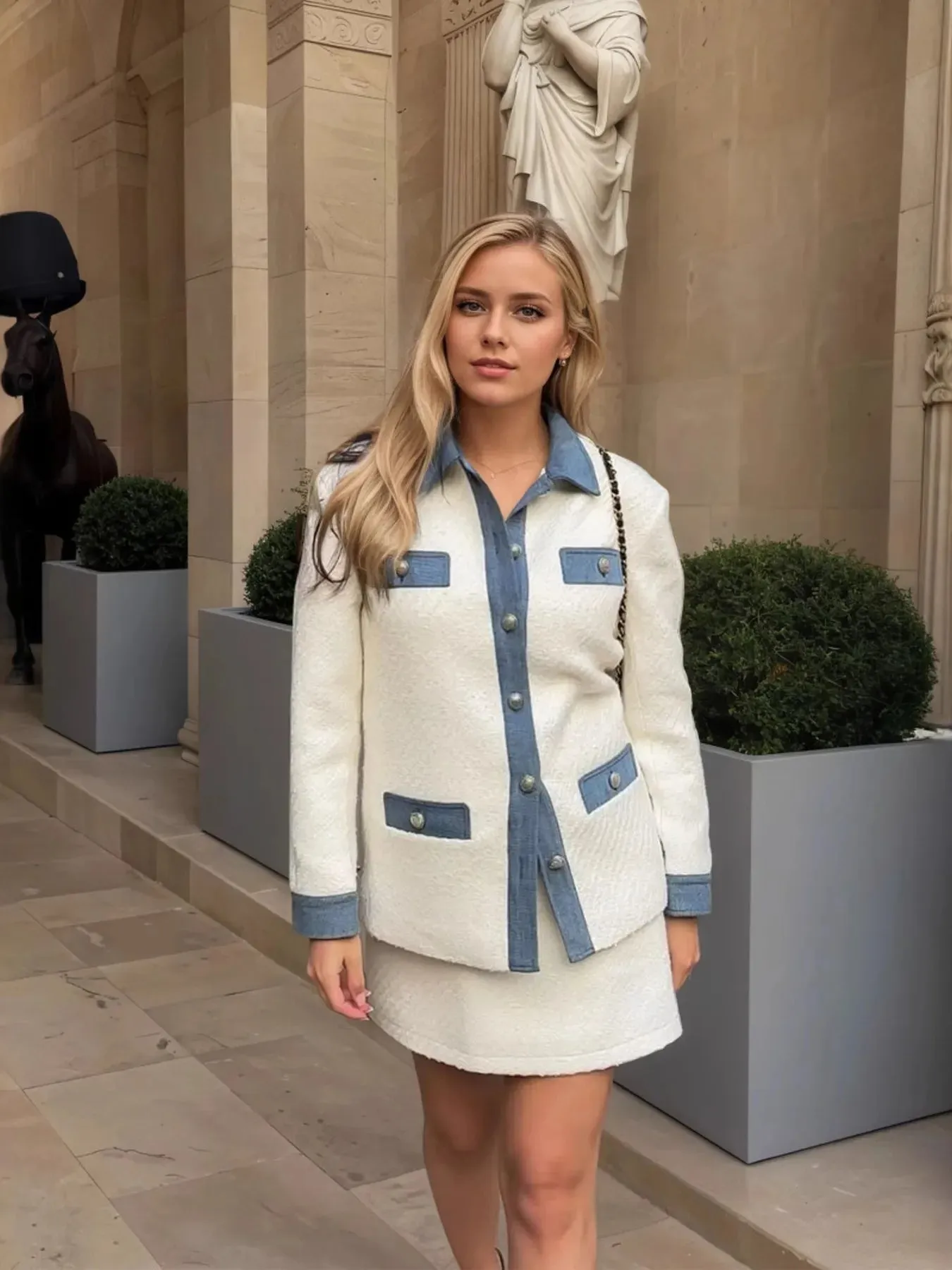 Contrast Trim Button Up Jacket sold by Charming Charlie product image thumbnail 2