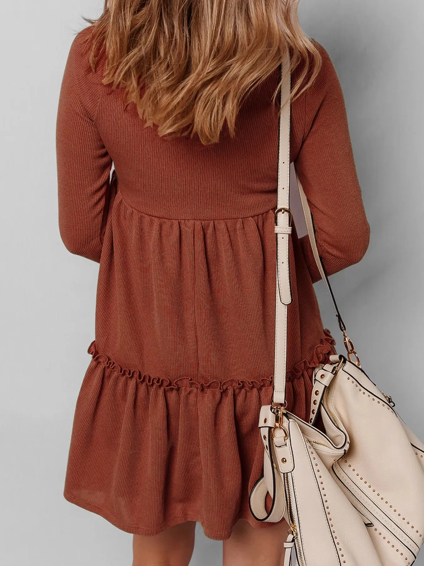 Frill Tiered Long Sleeve Mini Dress sold by Charming Charlie product image thumbnail 3