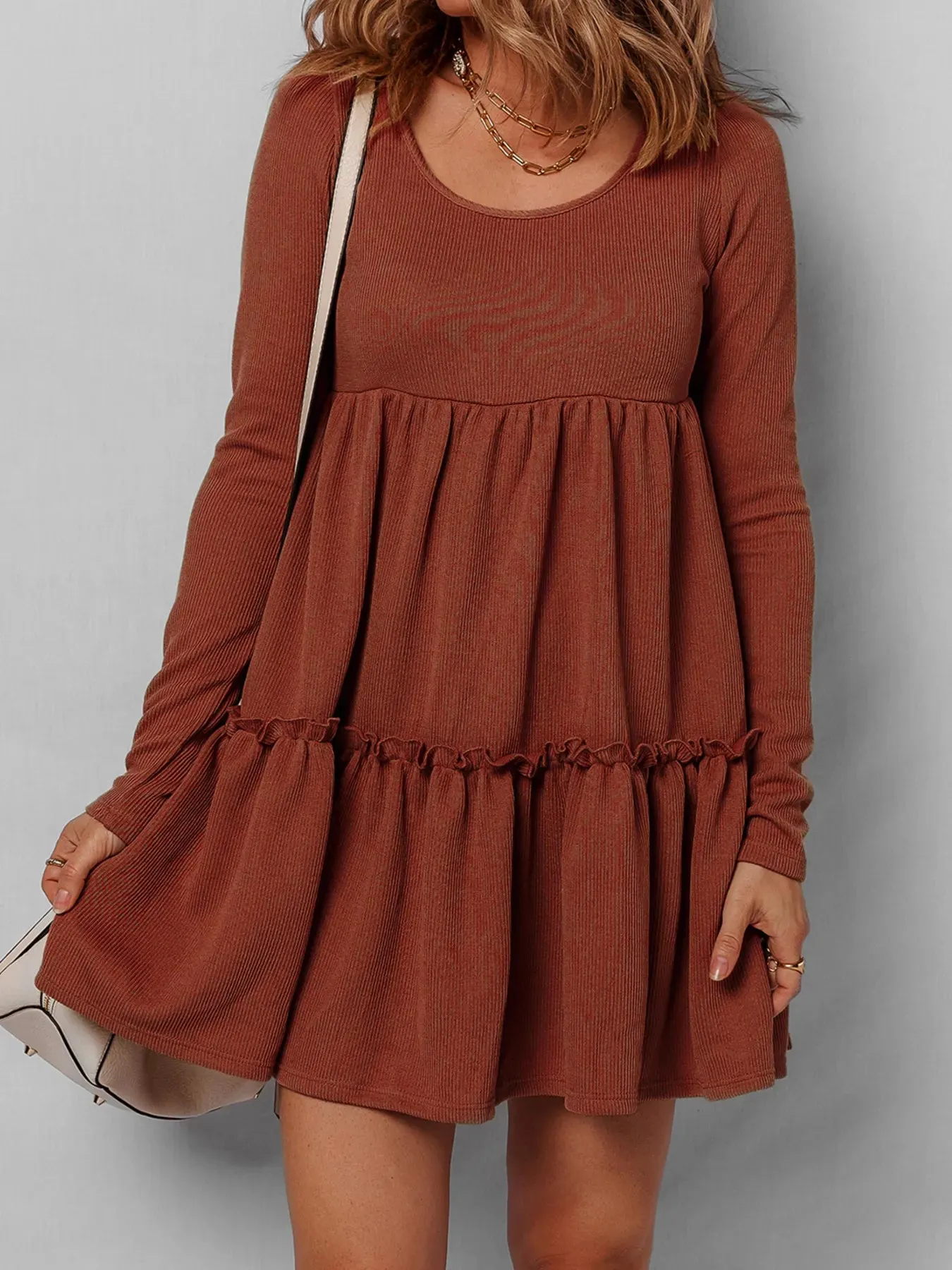 Frill Tiered Long Sleeve Mini Dress sold by Charming Charlie product image thumbnail 4