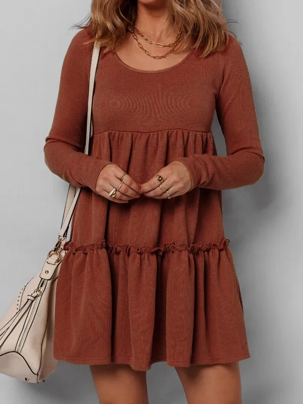 Frill Tiered Long Sleeve Mini Dress sold by Charming Charlie