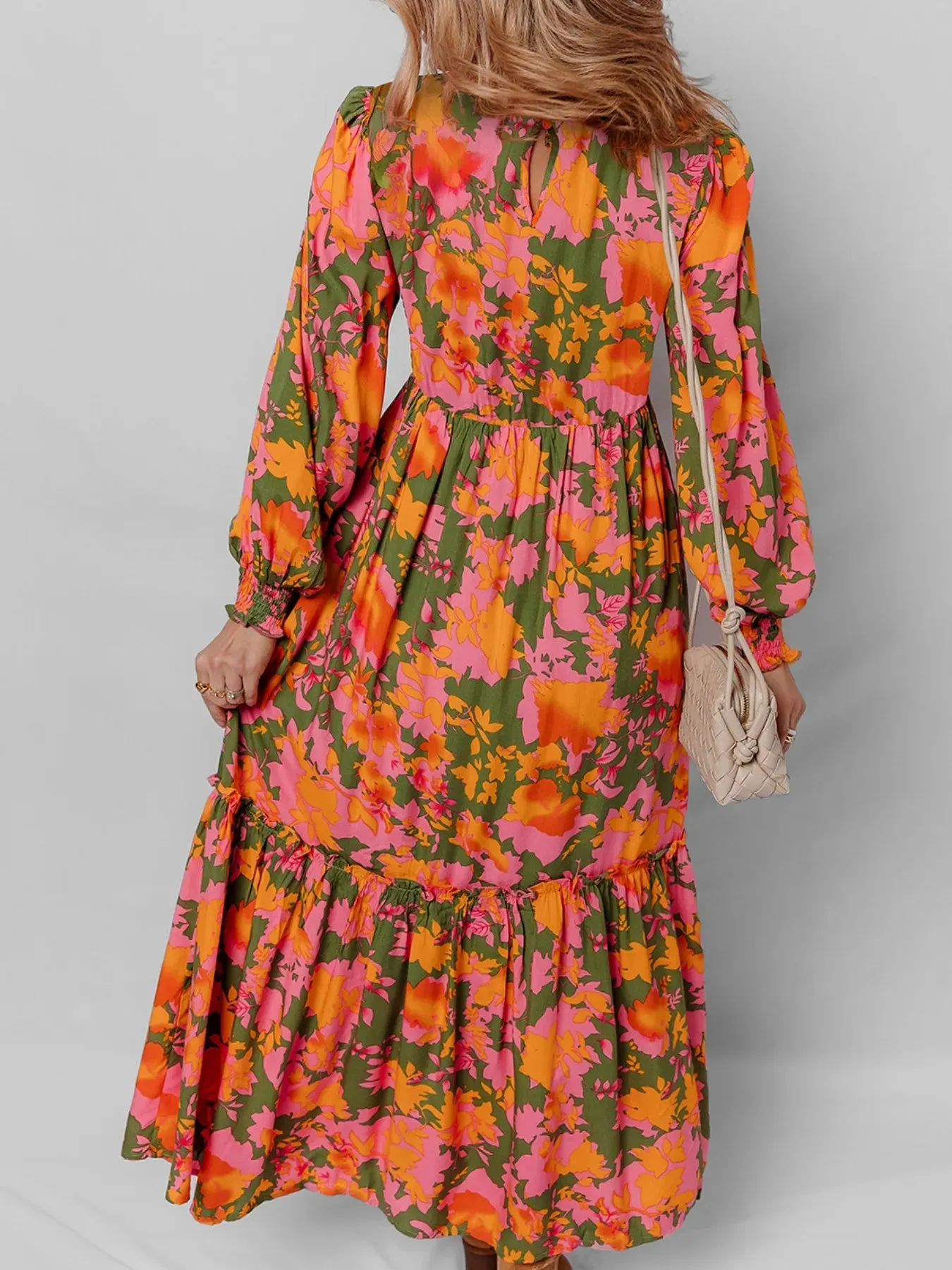 Smocked Floral Print Long Sleeve Maxi Dress sold by Charming Charlie product image thumbnail 2