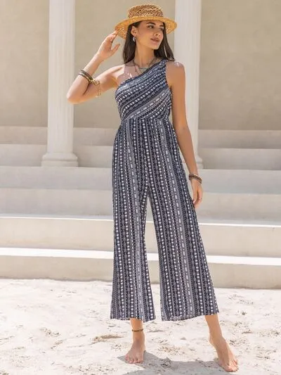 Printed Single Shoulder Sleeveless Jumpsuit sold by Charming Charlie product image thumbnail 4