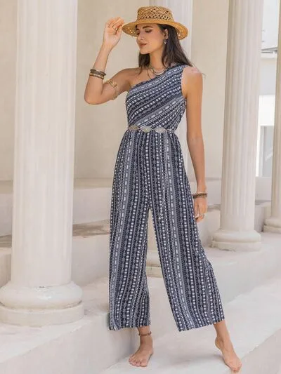 Printed Single Shoulder Sleeveless Jumpsuit sold by Charming Charlie product image thumbnail 3