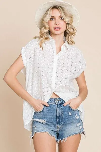 Culture Code Eyelet Crisscross Back Button Up Shirt sold by Charming Charlie