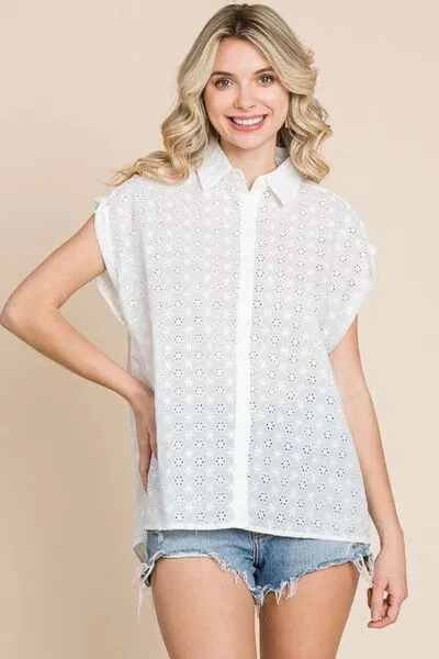 Culture Code Eyelet Crisscross Back Button Up Shirt sold by Charming Charlie product image thumbnail 3