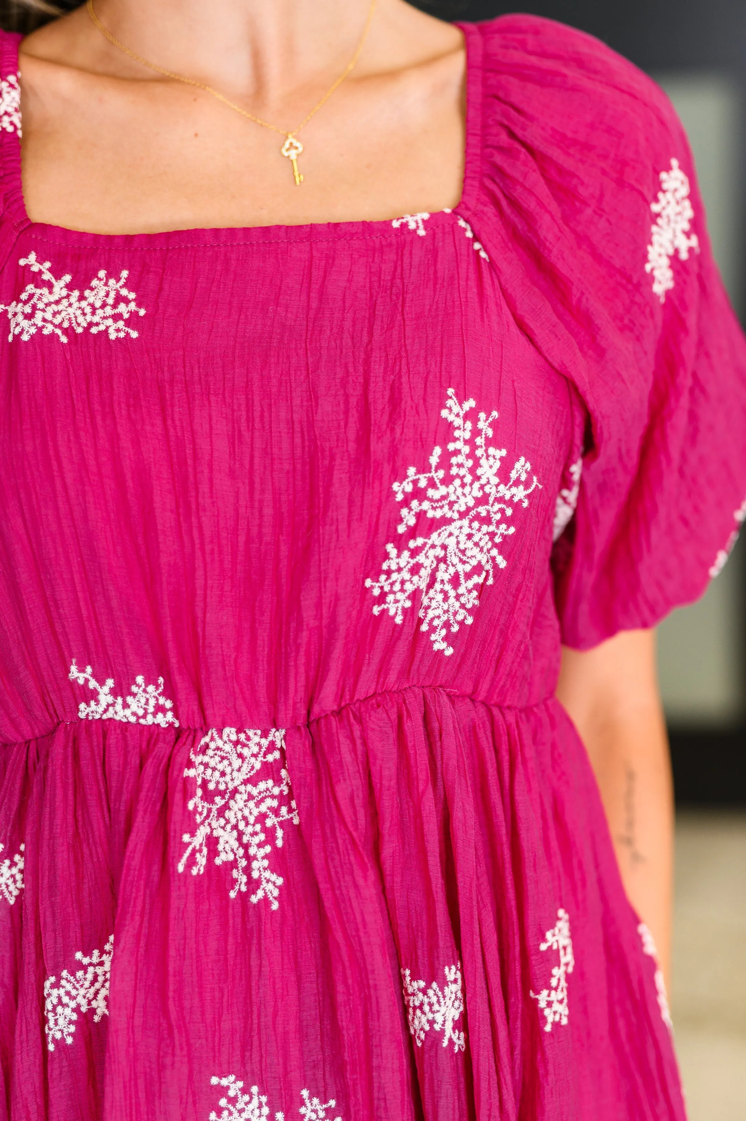 Twirl in Bloom Square Neck Dress in Hot Pink sold by Charming Charlie product image thumbnail 2