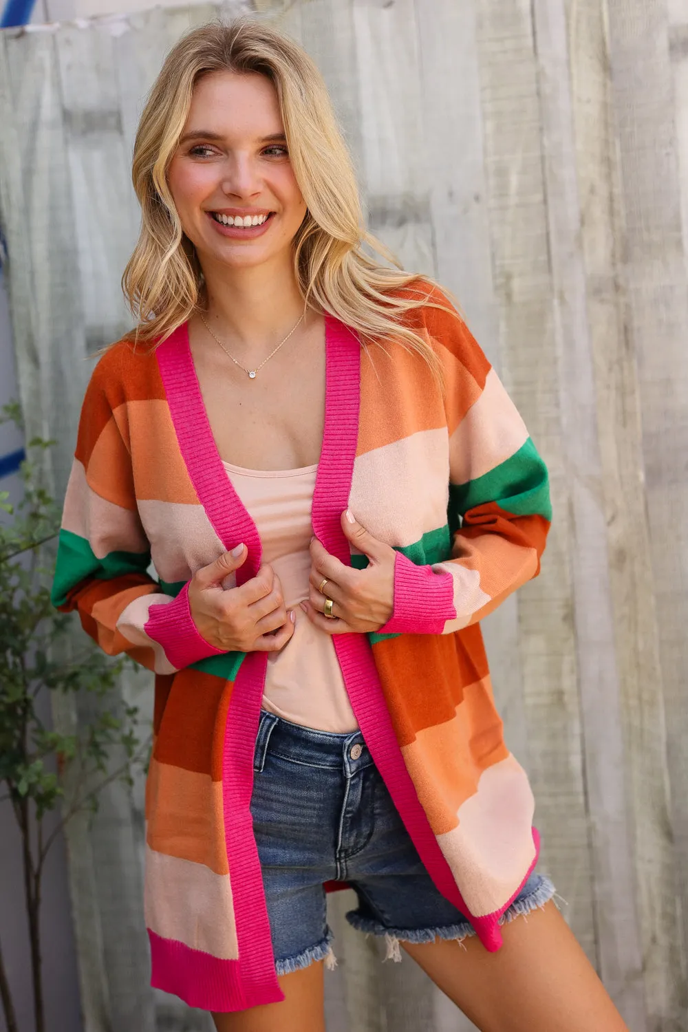 September Nights Color Block Open Long Cardigan sold by Charming Charlie product image thumbnail 4