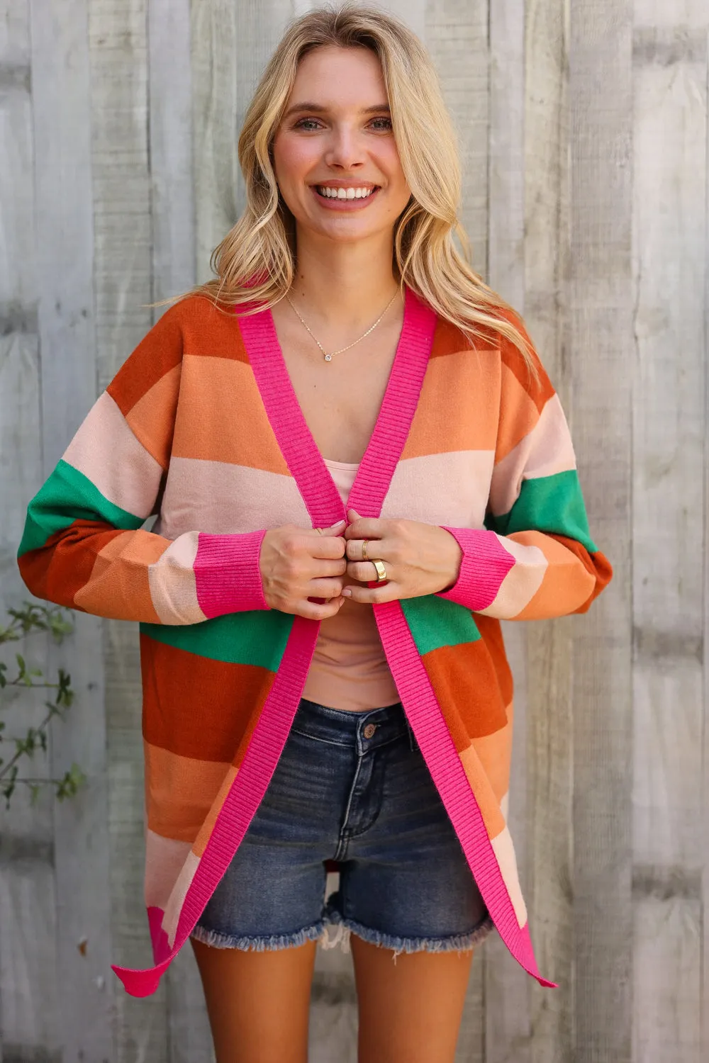 September Nights Color Block Open Long Cardigan sold by Charming Charlie product image thumbnail 3