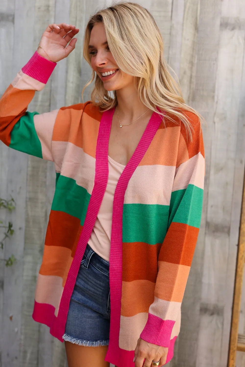 September Nights Color Block Open Long Cardigan sold by Charming Charlie product image thumbnail 2