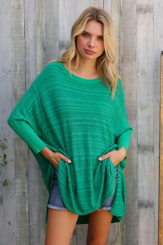 Golden Hour Green Hi Low Pullover sold by Charming Charlie