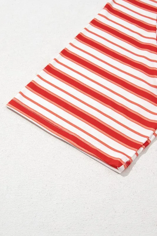 Red Striped Raglan Sleeve Contrast Neck T-Shirt sold by Charming Charlie product image thumbnail 3