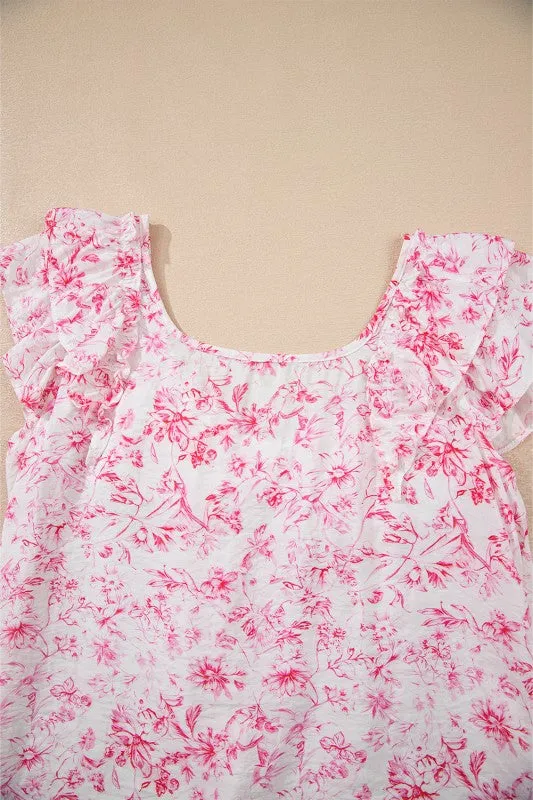 Viscose Floral Ruffle Short Sleeve Bow Back Blouse sold by Charming Charlie product image thumbnail 3