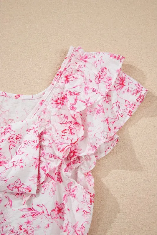 Viscose Floral Ruffle Short Sleeve Bow Back Blouse sold by Charming Charlie product image thumbnail 4