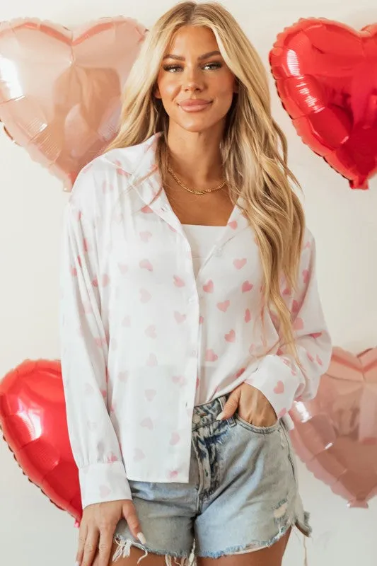 Women Love Print Drop Shoulder Puff Sleeve Blouse sold by Charming Charlie