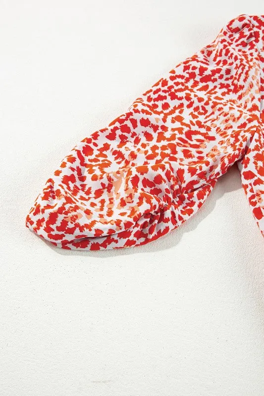 Red Leopard Print Long Sleeve Hollowed Back Dress sold by Charming Charlie product image thumbnail 5