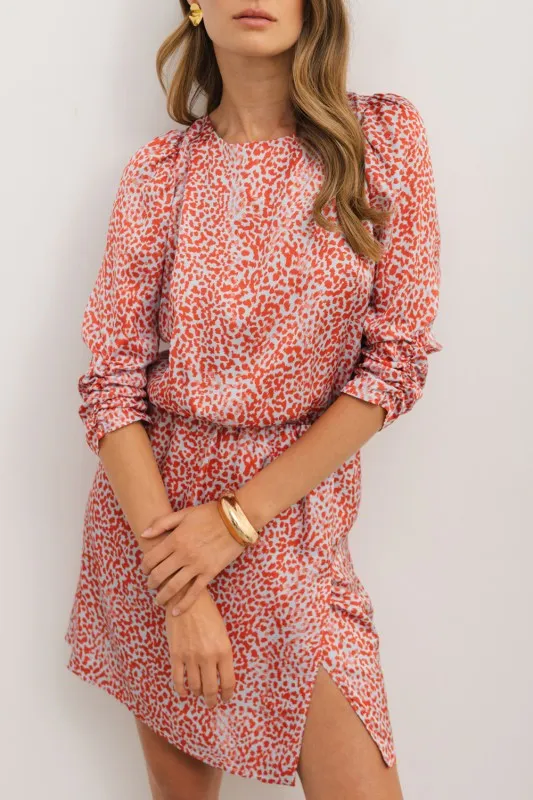 Red Leopard Print Long Sleeve Hollowed Back Dress sold by Charming Charlie