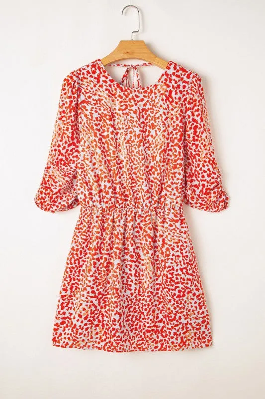 Red Leopard Print Long Sleeve Hollowed Back Dress sold by Charming Charlie product image thumbnail 2