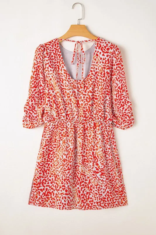 Red Leopard Print Long Sleeve Hollowed Back Dress sold by Charming Charlie product image thumbnail 3