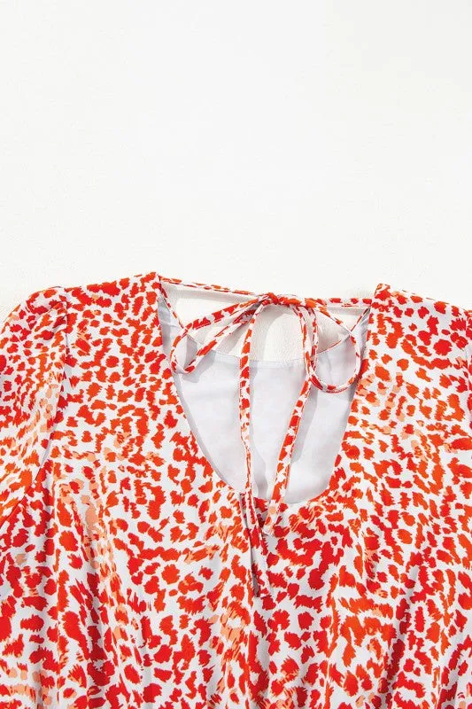 Red Leopard Print Long Sleeve Hollowed Back Dress sold by Charming Charlie product image thumbnail 4