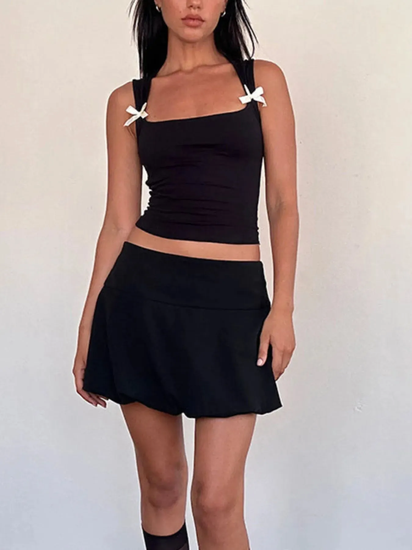 Bow Detail Square Neck Cropped Tank sold by Charming Charlie product image thumbnail 5