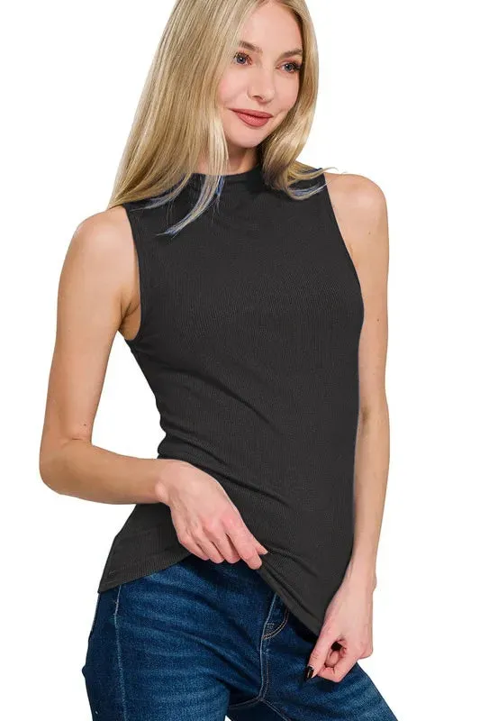 Zenana Ribbed Sleeveless Mock Neck Top sold by Charming Charlie product image thumbnail 2