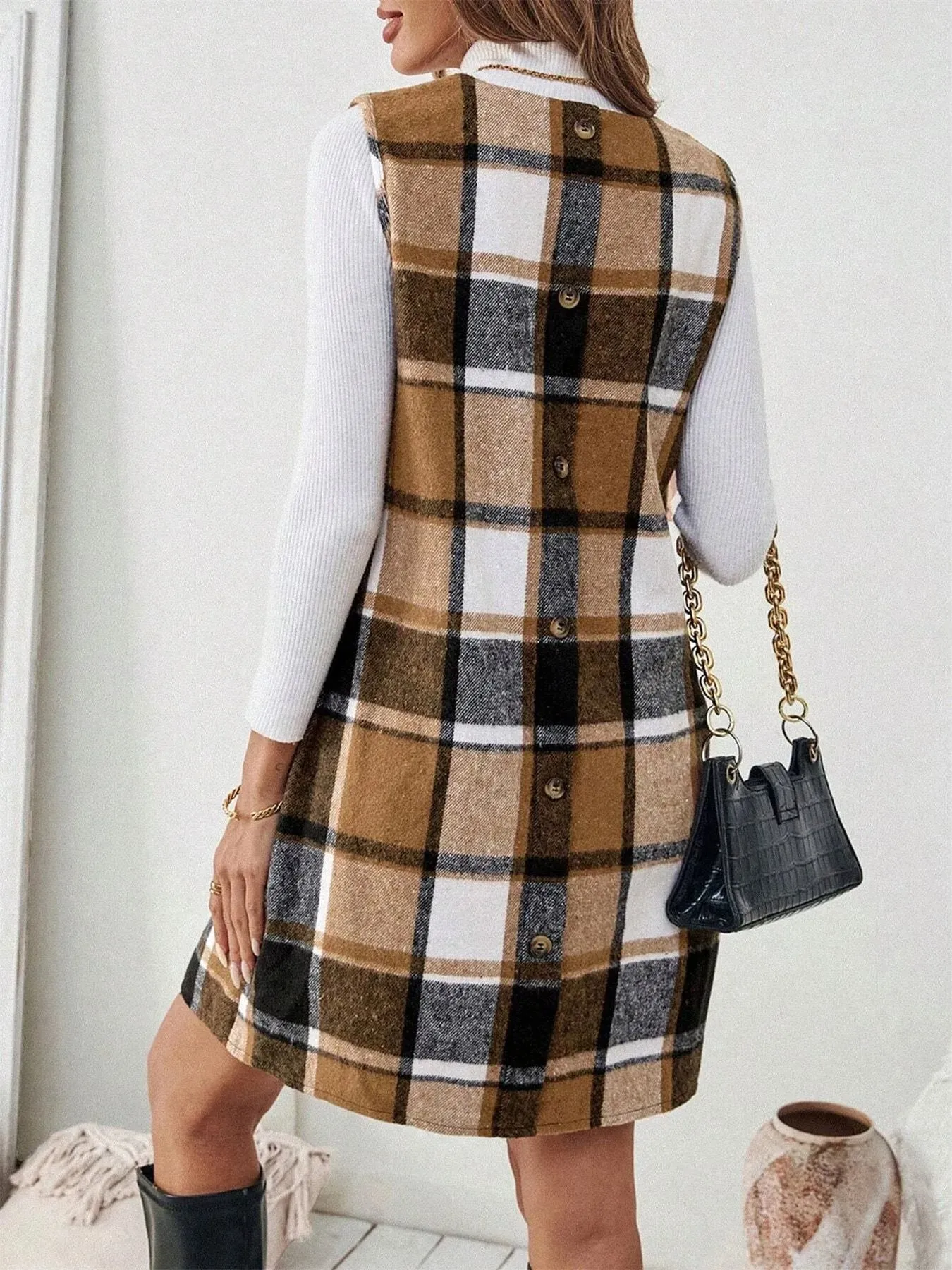 Plaid V-Neck Mini Dress sold by Charming Charlie product image thumbnail 4