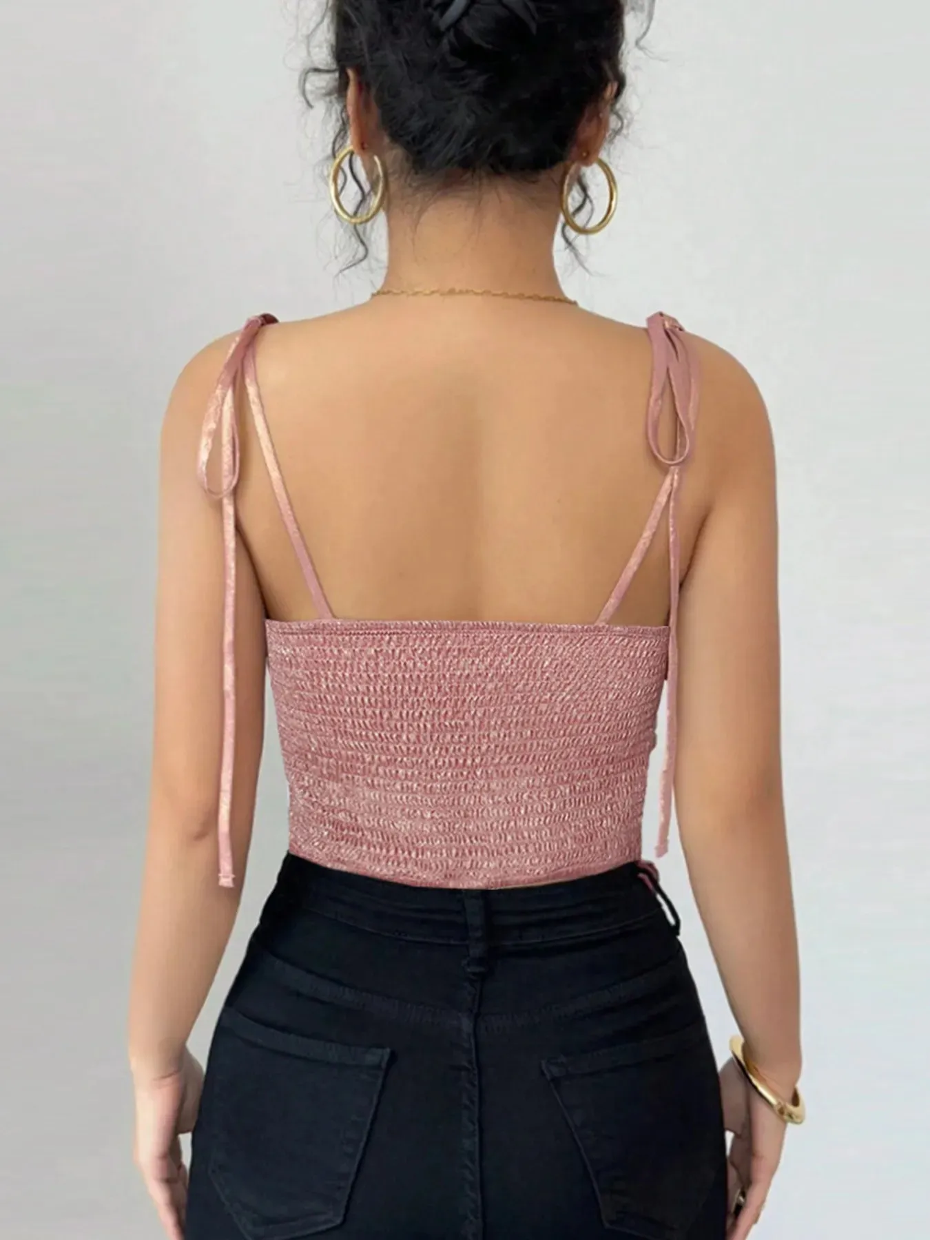 Tie Shoulder Cami Top with Ruched Detail sold by Charming Charlie product image thumbnail 4