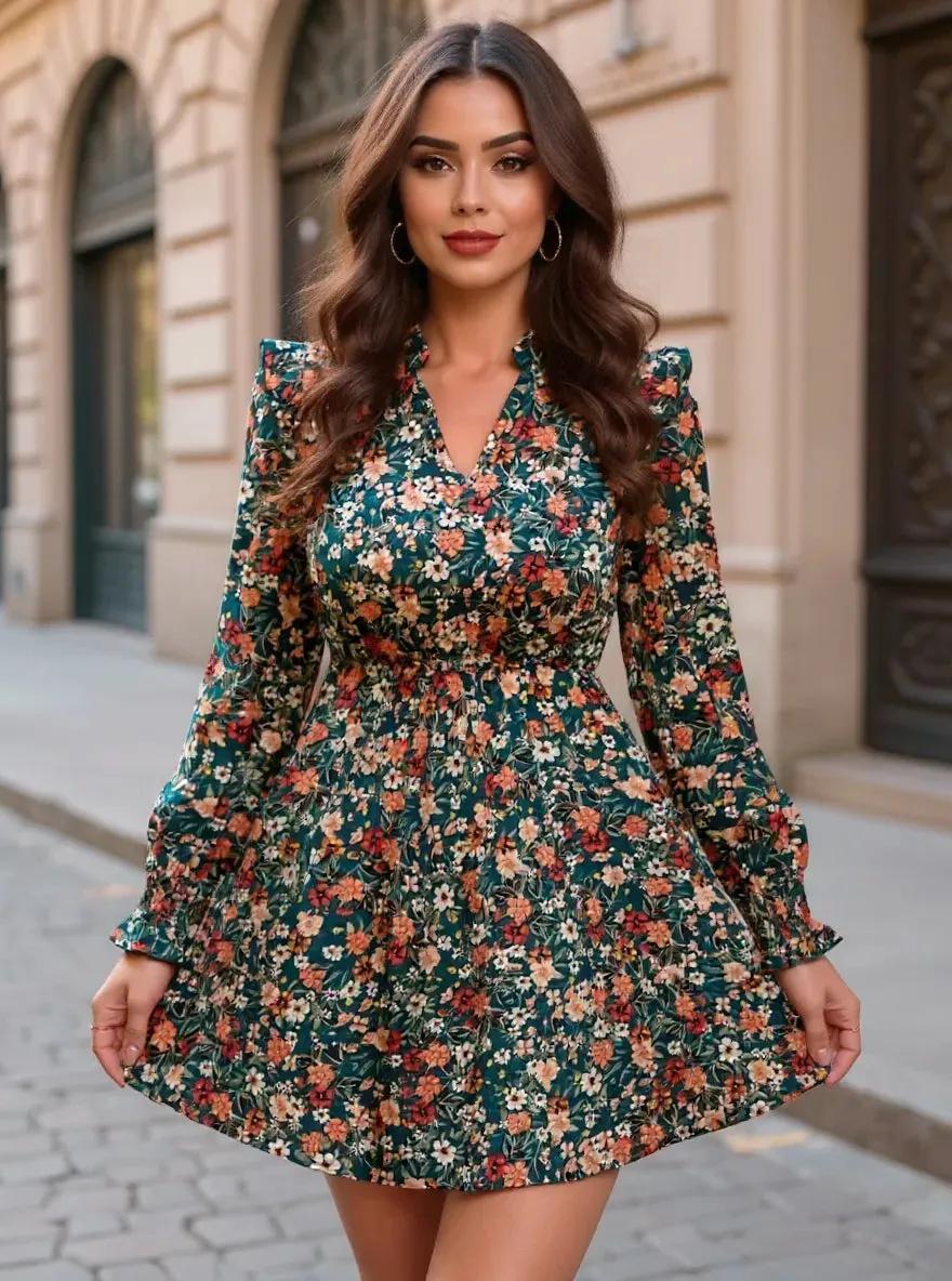 Floral Print Long Sleeve Mini Dress sold by Charming Charlie