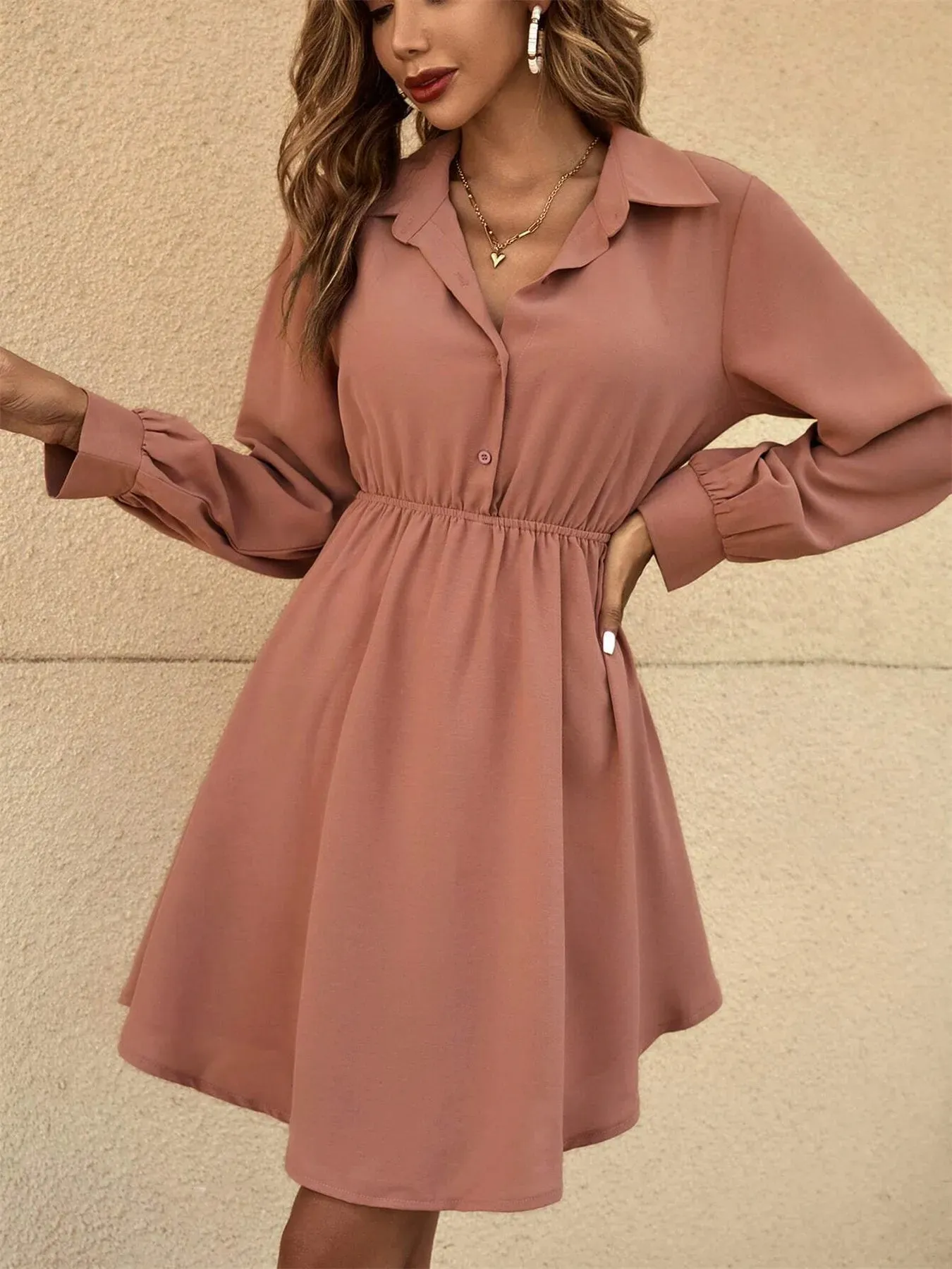 Long Sleeve Button-Front Shirt Dress sold by Charming Charlie