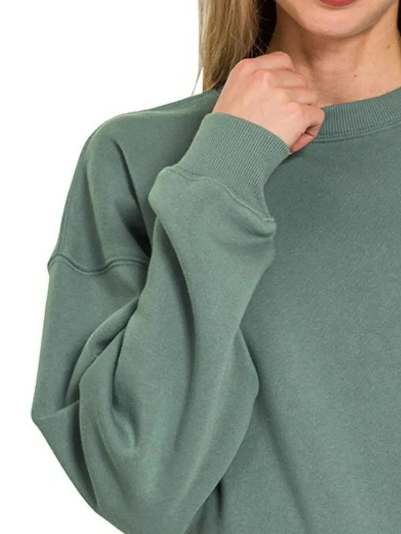 Zenana Fleece Round Neck Sweatshirts sold by Charming Charlie product image thumbnail 3
