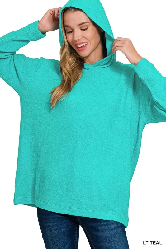 Zenana Hooded Brushed Melange Hacci Sweater sold by Charming Charlie