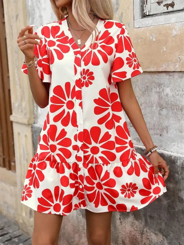 Ruffled Short Sleeve Summer Dress sold by Charming Charlie