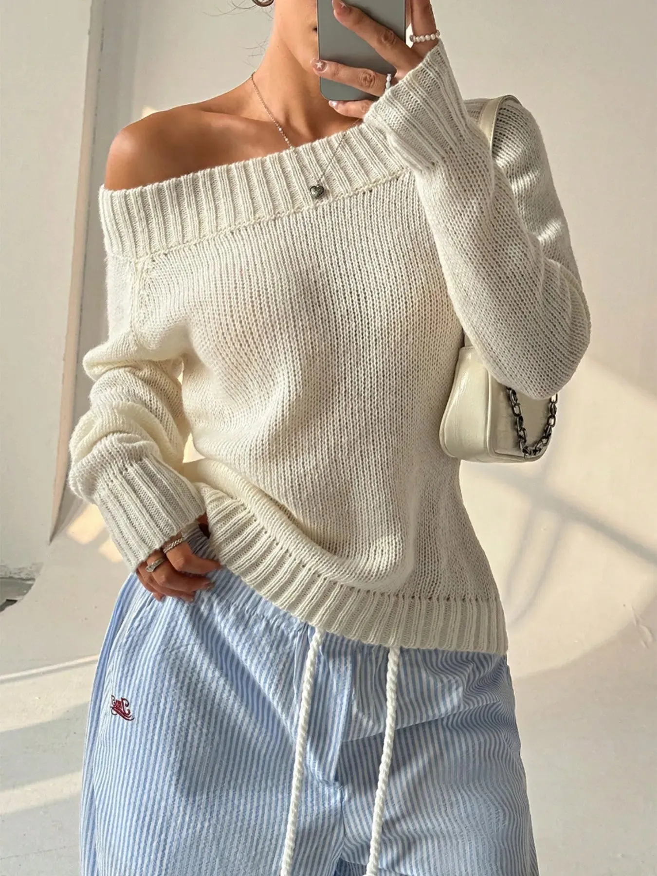 Ribbed Knit Boat Neck Sweater sold by Charming Charlie product image thumbnail 5