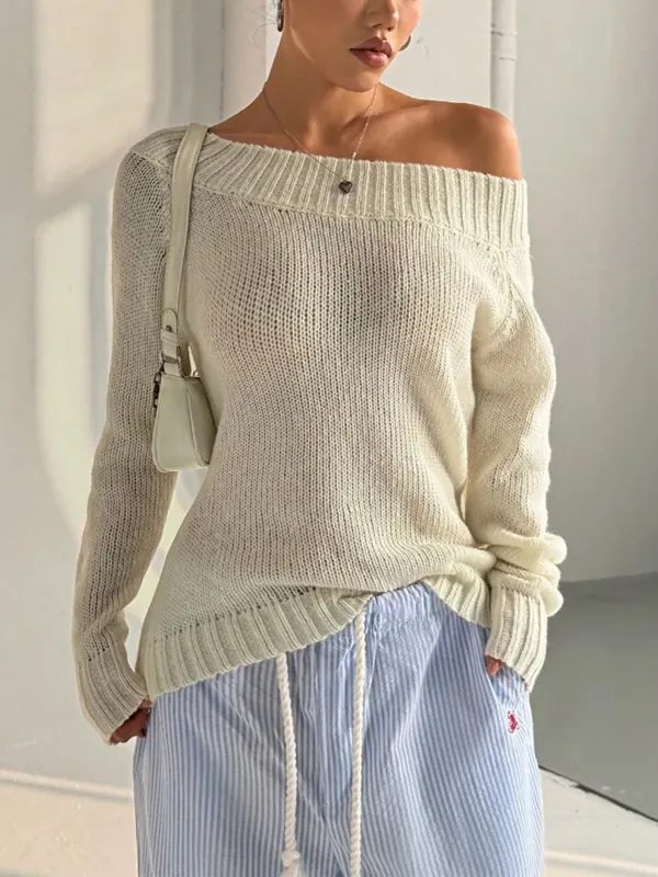 Ribbed Knit Boat Neck Sweater sold by Charming Charlie