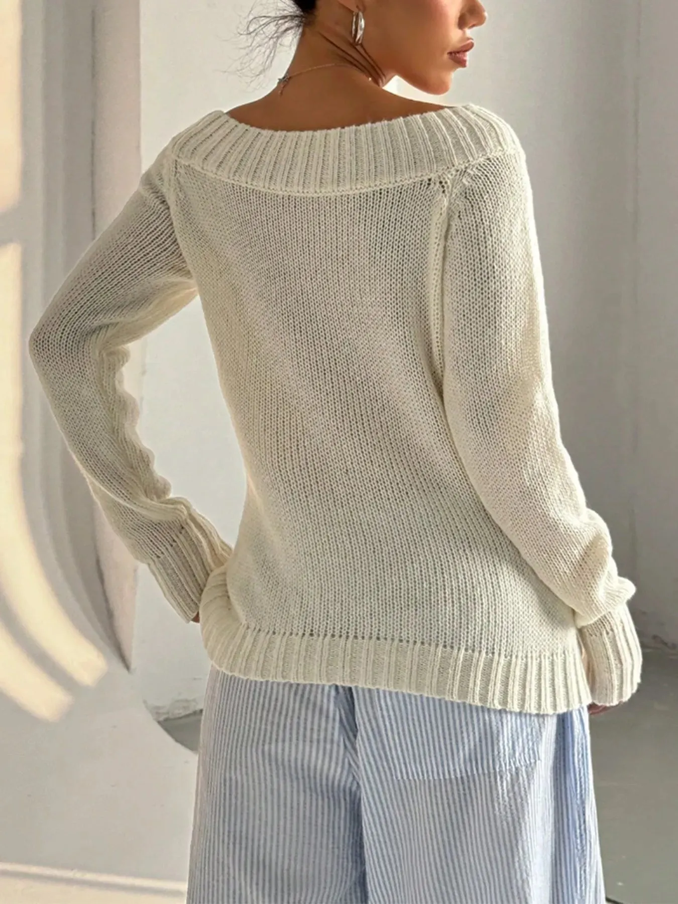 Ribbed Knit Boat Neck Sweater sold by Charming Charlie product image thumbnail 3