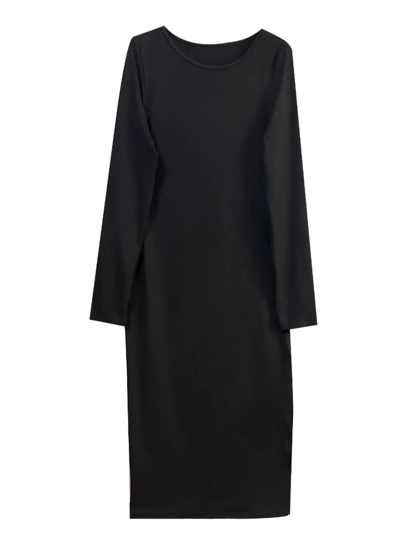 Slit Round Neck Long Sleeve Maxi Dress sold by Charming Charlie product image thumbnail 5