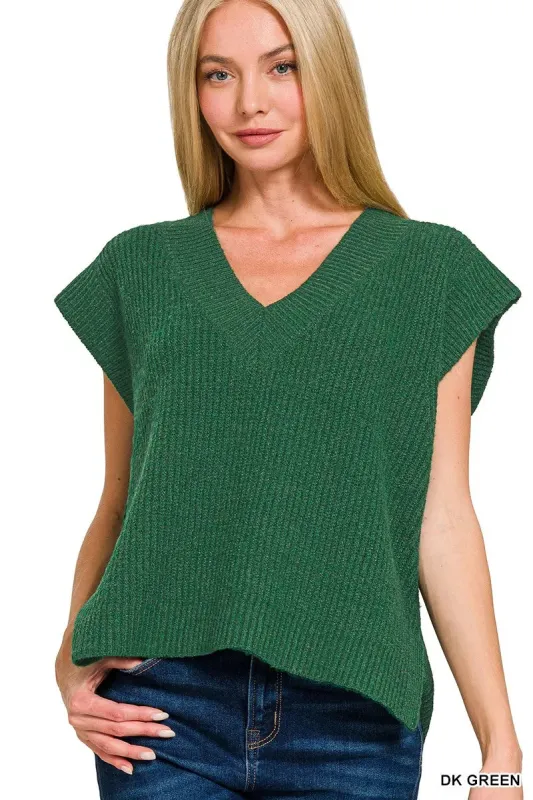 Zenana Oversized Sweater Vest with Side Slit sold by Charming Charlie