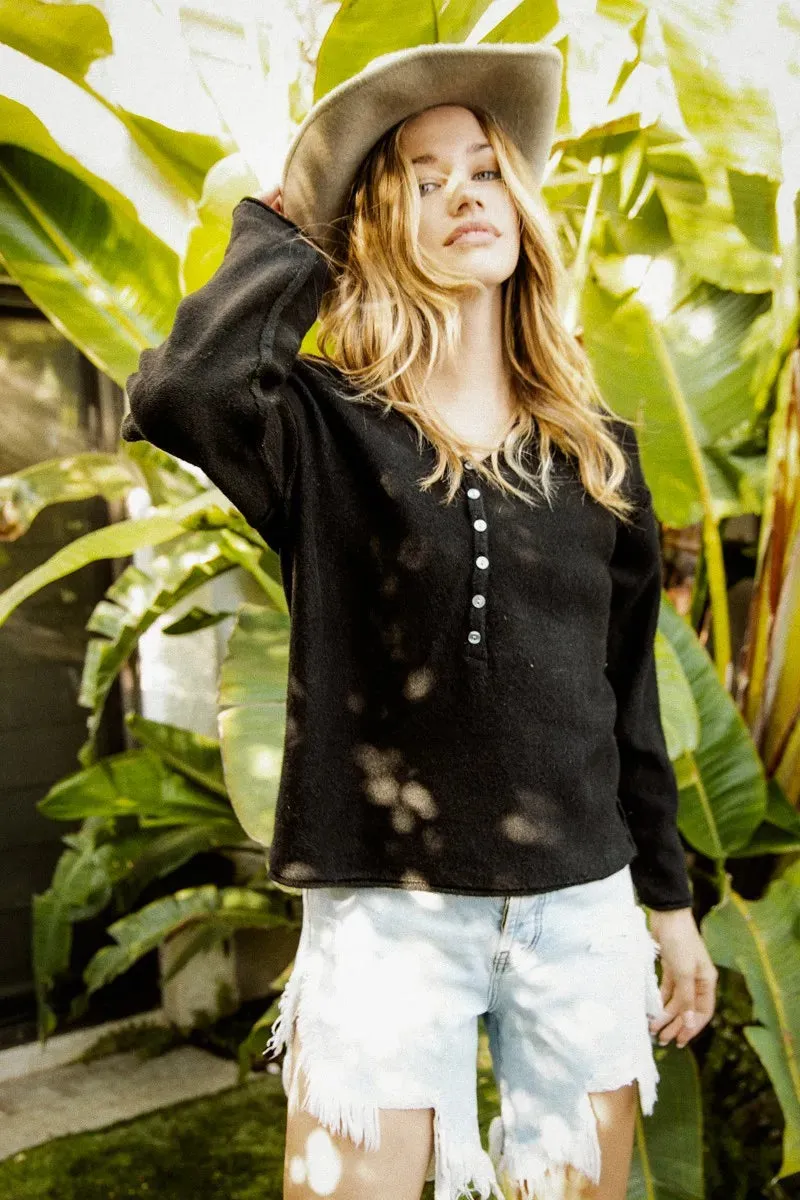 BiBi V Neck Sweater Top With Button Details sold by Charming Charlie product image thumbnail 4