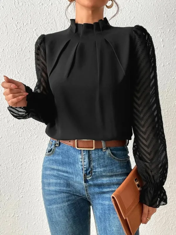 Mock Neck Flounce Sleeve Blouse sold by Charming Charlie