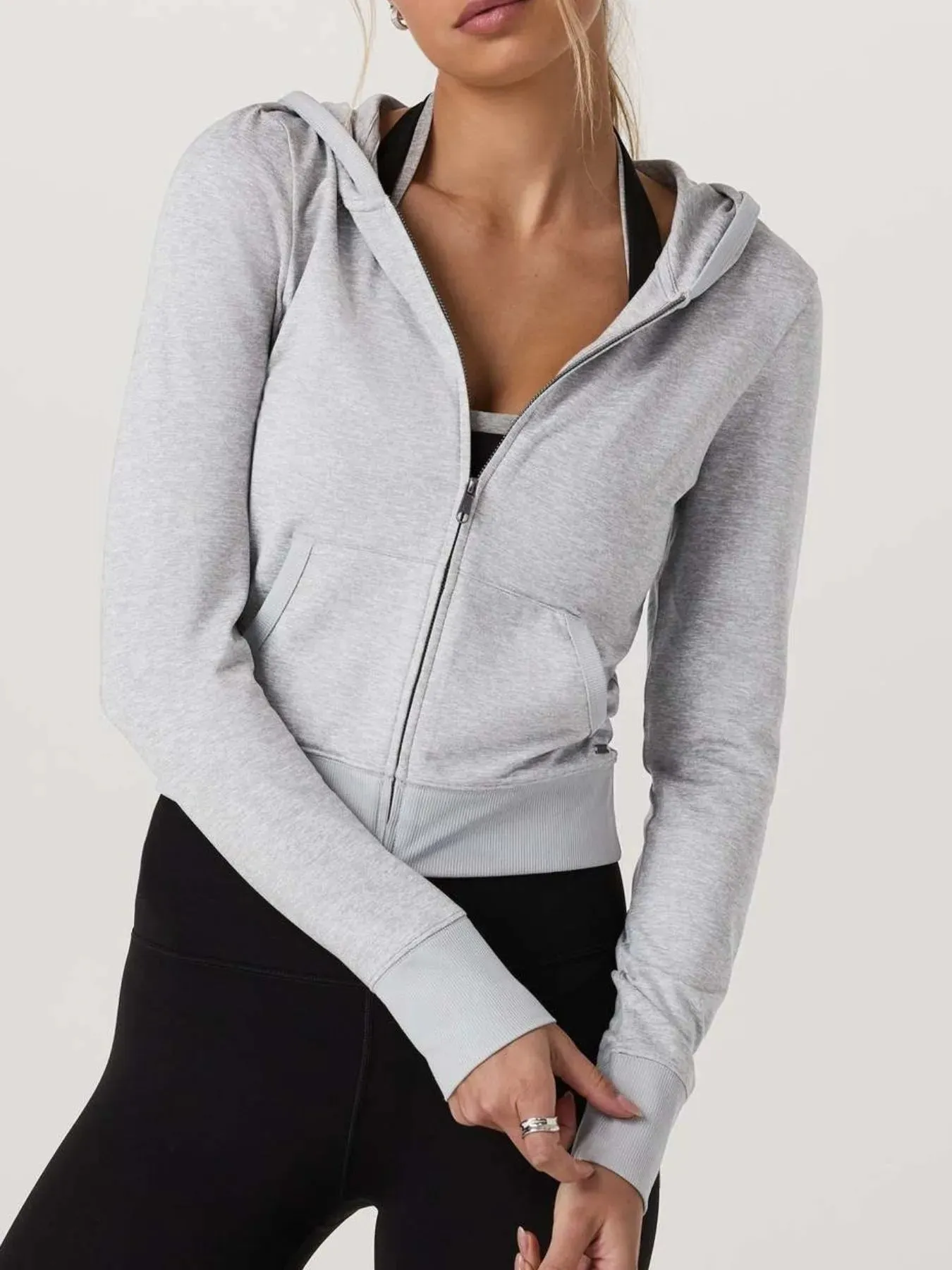 Zip Up Long Sleeve Crop Hoodie sold by Charming Charlie product image thumbnail 4