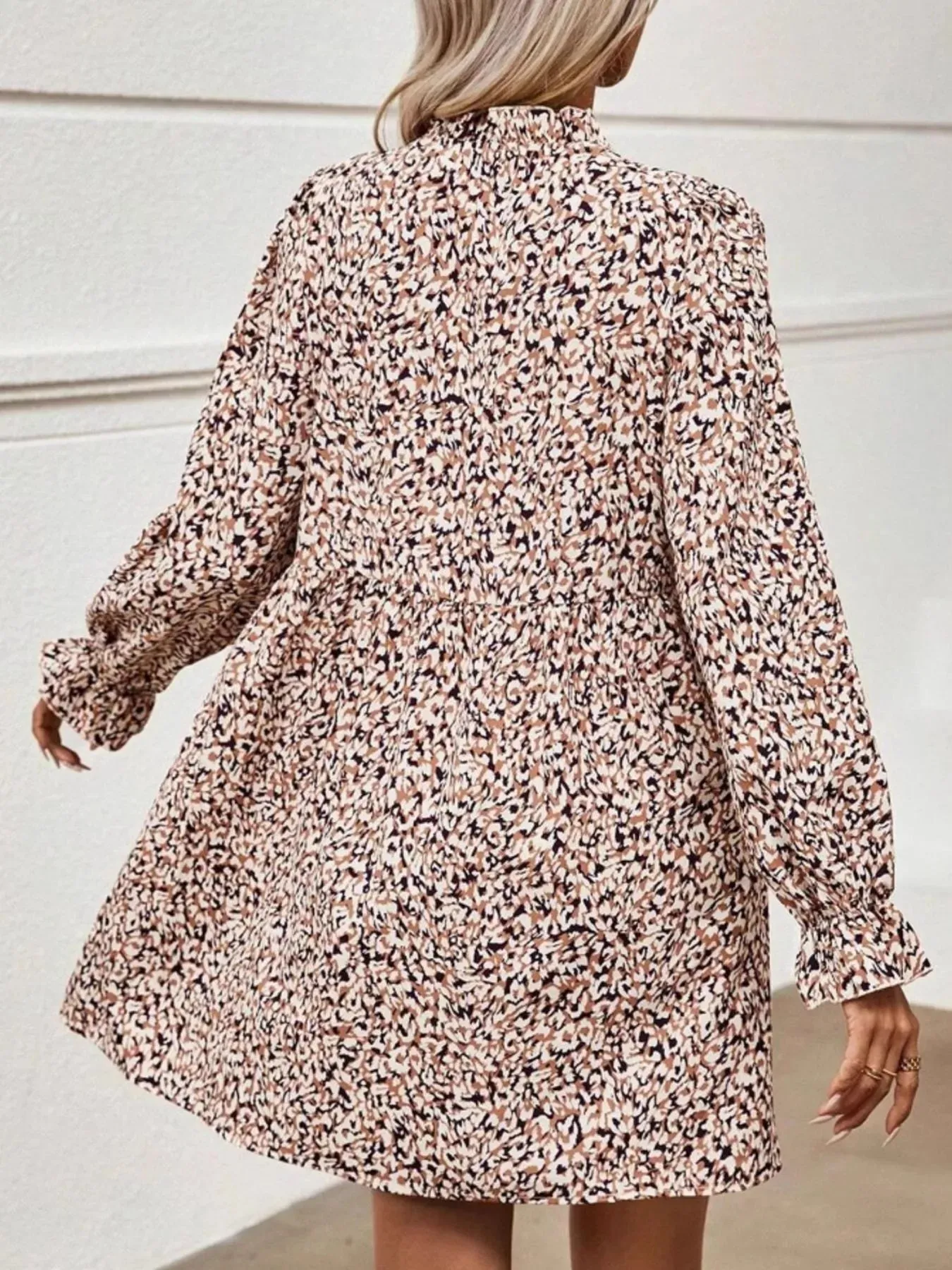 Printed Notched Flounce Sleeve Dress sold by Charming Charlie product image thumbnail 5