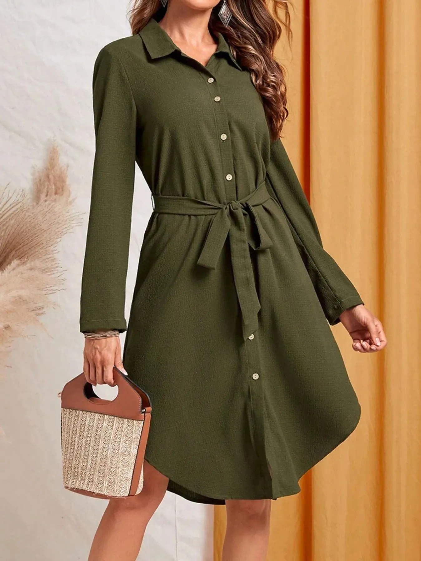Button-Down Belted Shirt Dress sold by Charming Charlie product image thumbnail 5