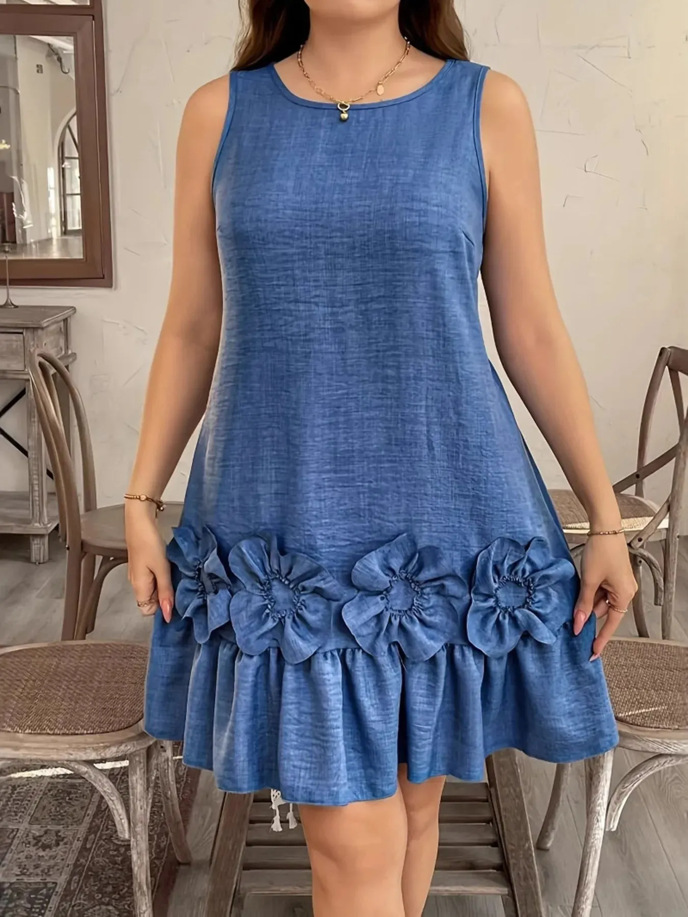 Ruffle Hem Flower Sleeveless Mini Dress sold by Charming Charlie product image thumbnail 2
