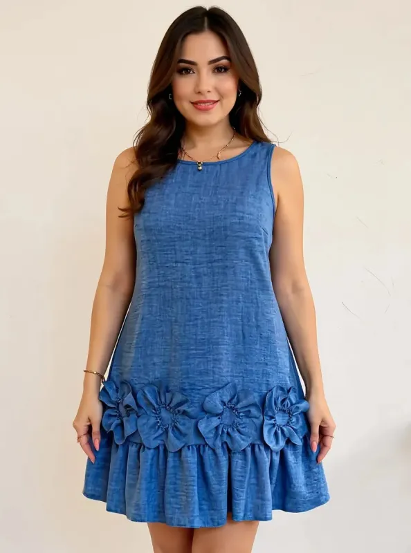 Ruffle Hem Flower Sleeveless Mini Dress sold by Charming Charlie