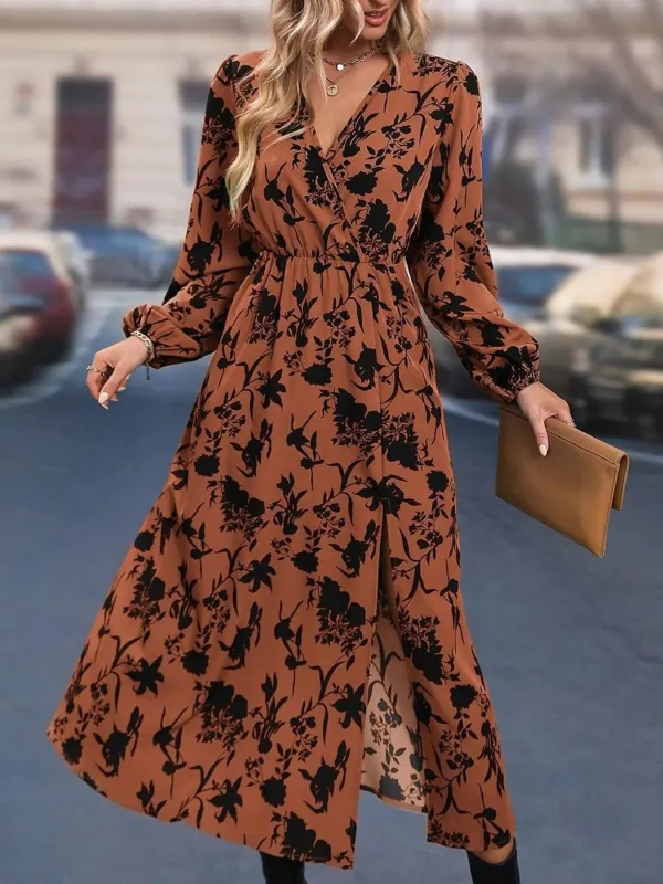 Printed Surplice Long Sleeve Dress sold by Charming Charlie